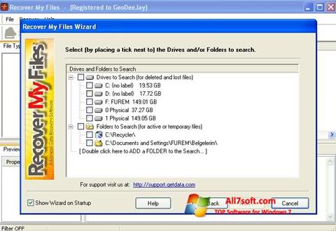 ภาพหน้าจอ Recover My Files สำหรับ Windows 7
