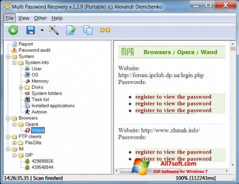ภาพหน้าจอ Multi Password Recovery สำหรับ Windows 7