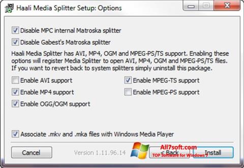 ภาพหน้าจอ Haali Media Splitter สำหรับ Windows 7