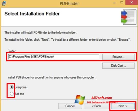 ภาพหน้าจอ PDFBinder สำหรับ Windows 7