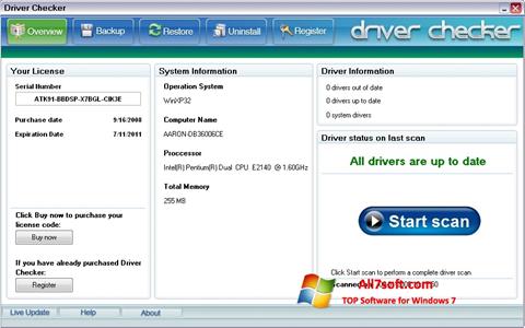 ภาพหน้าจอ Driver Checker สำหรับ Windows 7