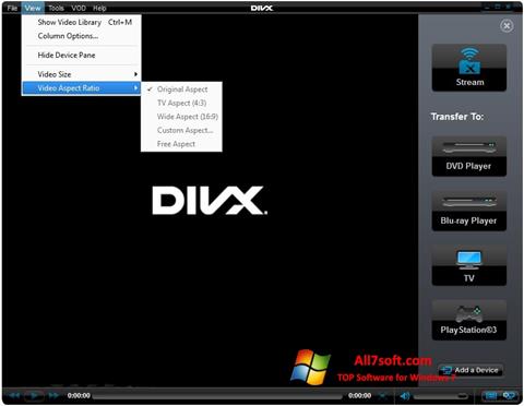 ภาพหน้าจอ DivX Player สำหรับ Windows 7
