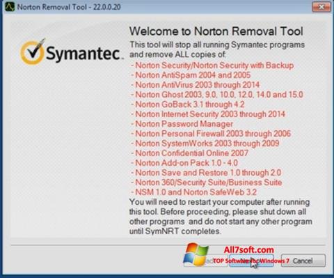 ภาพหน้าจอ Norton Removal Tool สำหรับ Windows 7