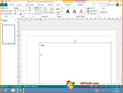 ภาพหน้าจอ Microsoft Publisher สำหรับ Windows 7