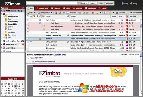 ภาพหน้าจอ Zimbra Desktop สำหรับ Windows 7