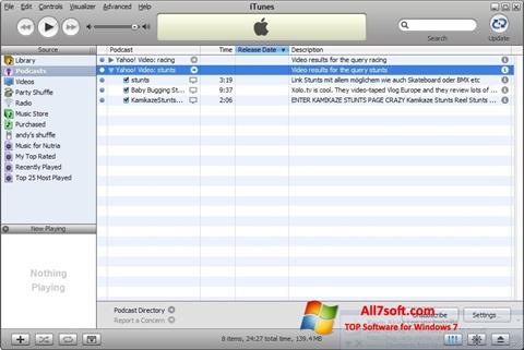 ภาพหน้าจอ iTunes สำหรับ Windows 7