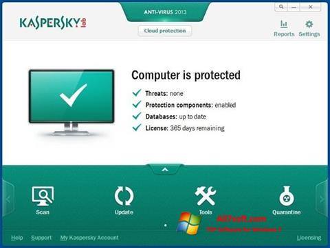 ภาพหน้าจอ Kaspersky AntiVirus สำหรับ Windows 7