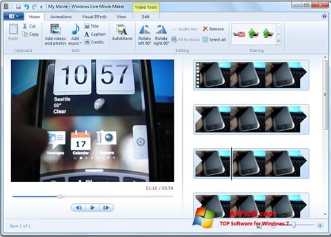 ภาพหน้าจอ Windows Live Movie Maker สำหรับ Windows 7