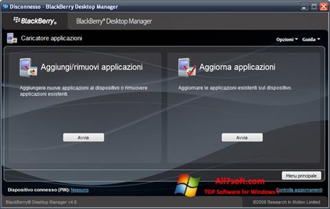 ภาพหน้าจอ BlackBerry Desktop Manager สำหรับ Windows 7