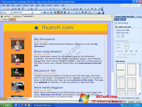 ภาพหน้าจอ Microsoft FrontPage สำหรับ Windows 7