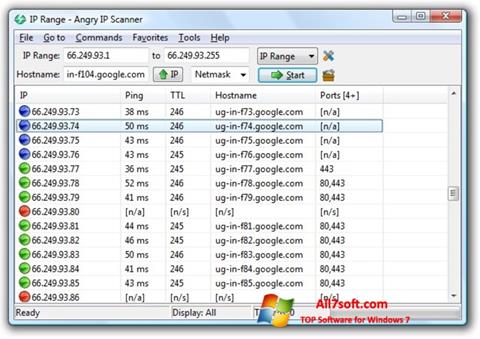 ภาพหน้าจอ Angry IP Scanner สำหรับ Windows 7