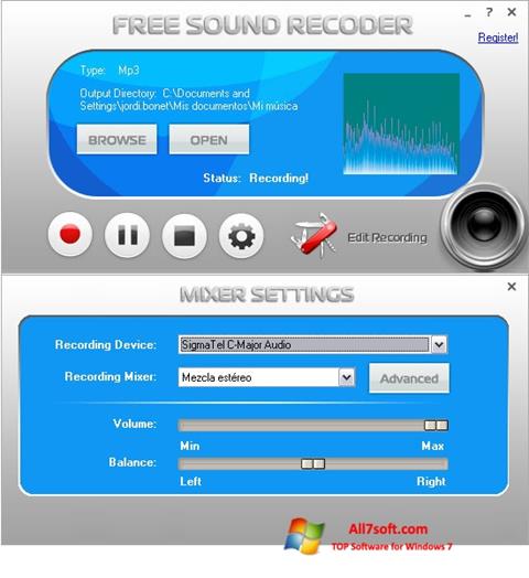 ภาพหน้าจอ Free Sound Recorder สำหรับ Windows 7