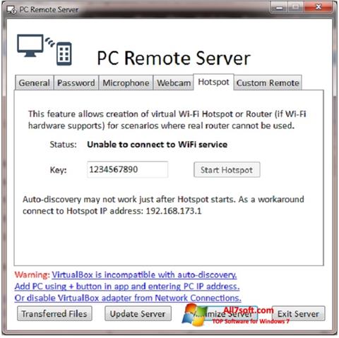 ภาพหน้าจอ PC Remote Server สำหรับ Windows 7