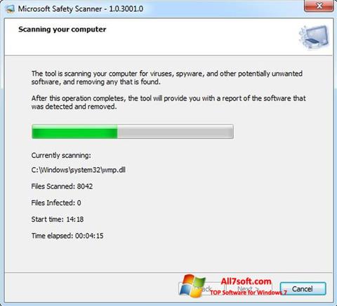 ภาพหน้าจอ Microsoft Safety Scanner สำหรับ Windows 7