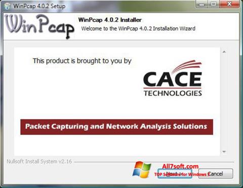 ภาพหน้าจอ WinPcap สำหรับ Windows 7