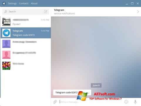 ภาพหน้าจอ Telegram Desktop สำหรับ Windows 7