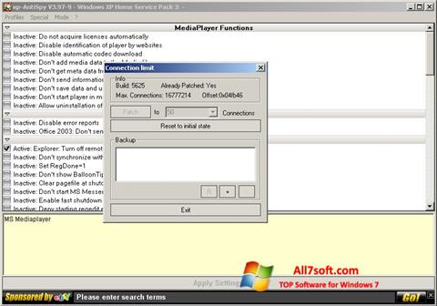ภาพหน้าจอ XP-AntiSpy สำหรับ Windows 7