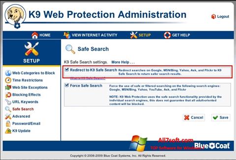 ภาพหน้าจอ K9 Web Protection สำหรับ Windows 7