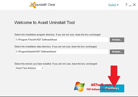 ภาพหน้าจอ Avast Uninstall Utility สำหรับ Windows 7