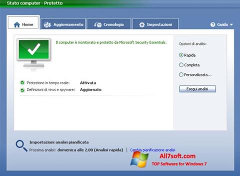 ภาพหน้าจอ Microsoft Security Essentials สำหรับ Windows 7