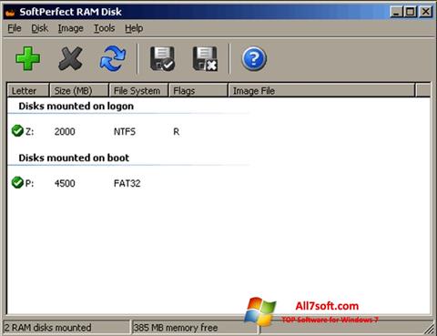 ภาพหน้าจอ SoftPerfect RAM Disk สำหรับ Windows 7
