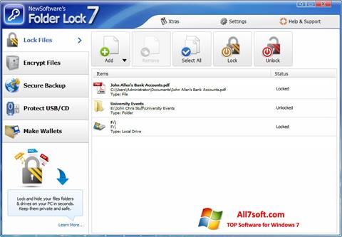 ภาพหน้าจอ Folder Lock สำหรับ Windows 7