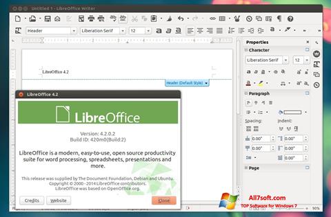 ภาพหน้าจอ LibreOffice สำหรับ Windows 7