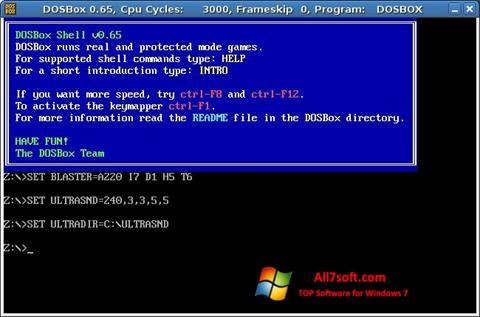 ภาพหน้าจอ DOSBox สำหรับ Windows 7