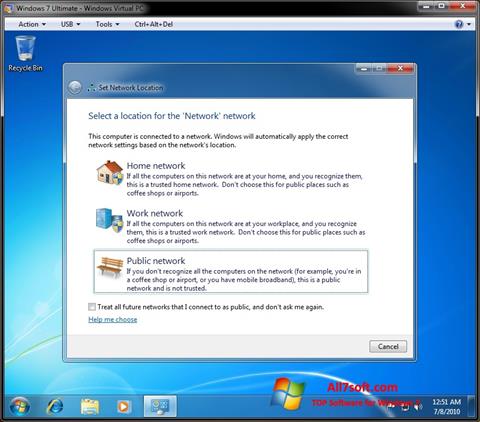 ภาพหน้าจอ Windows Virtual PC สำหรับ Windows 7