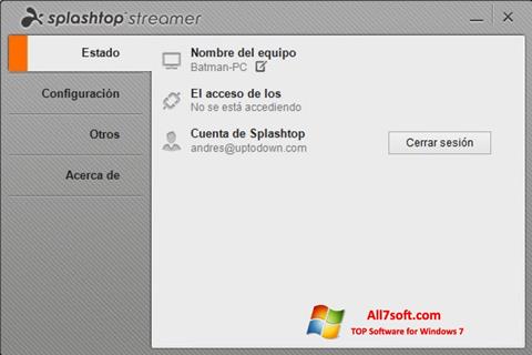 ภาพหน้าจอ Splashtop Streamer สำหรับ Windows 7