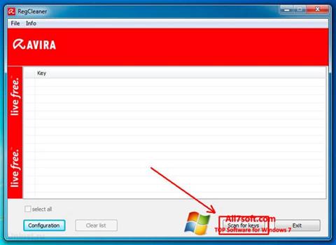 ภาพหน้าจอ Avira Registry Cleaner สำหรับ Windows 7