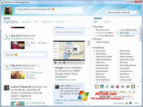 ภาพหน้าจอ Windows Live Messenger สำหรับ Windows 7
