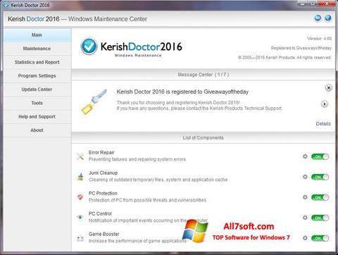 ภาพหน้าจอ Kerish Doctor สำหรับ Windows 7