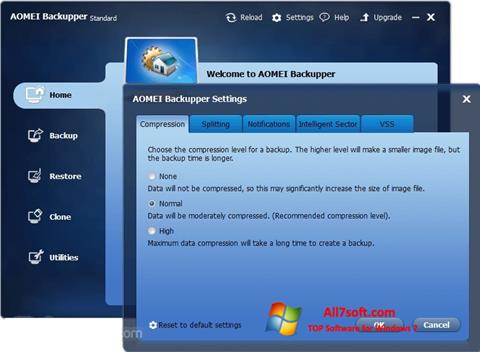 ภาพหน้าจอ AOMEI Backupper สำหรับ Windows 7