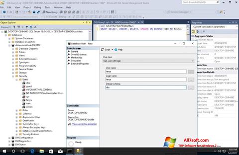 ภาพหน้าจอ Microsoft SQL Server สำหรับ Windows 7