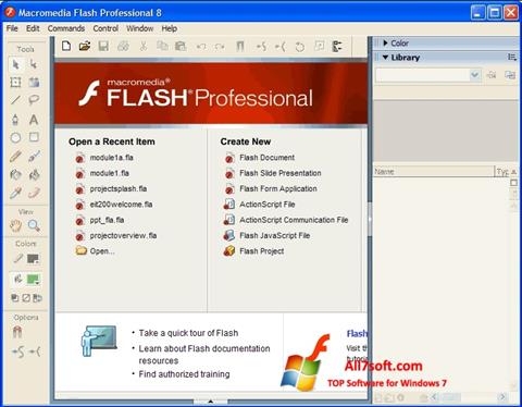 ภาพหน้าจอ Macromedia Flash Player สำหรับ Windows 7