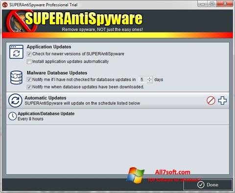 ภาพหน้าจอ SUPERAntiSpyware สำหรับ Windows 7