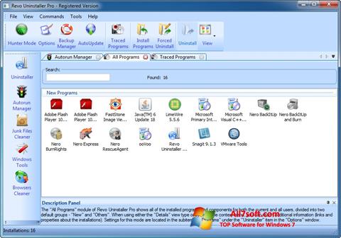 ภาพหน้าจอ Revo Uninstaller Pro สำหรับ Windows 7