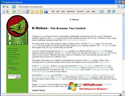 ภาพหน้าจอ K-Meleon สำหรับ Windows 7
