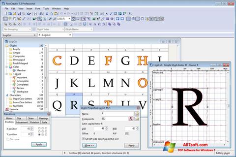 ภาพหน้าจอ Font Creator สำหรับ Windows 7