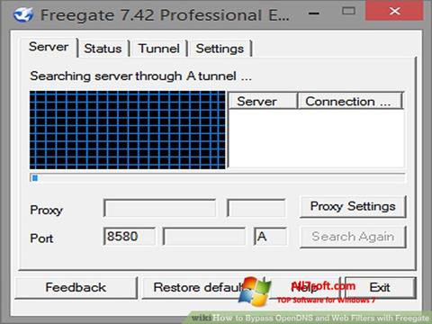 ภาพหน้าจอ Freegate สำหรับ Windows 7