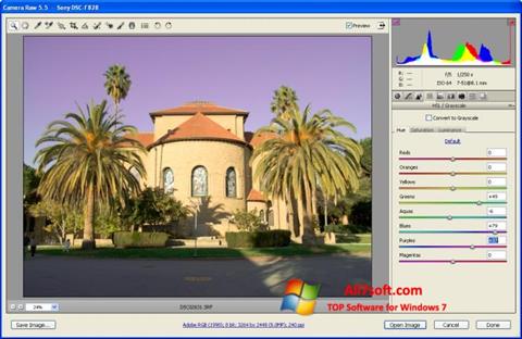 ภาพหน้าจอ Adobe Camera Raw สำหรับ Windows 7