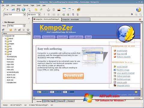 ภาพหน้าจอ KompoZer สำหรับ Windows 7