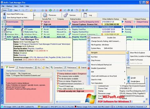 ภาพหน้าจอ AnVir Task Manager สำหรับ Windows 7