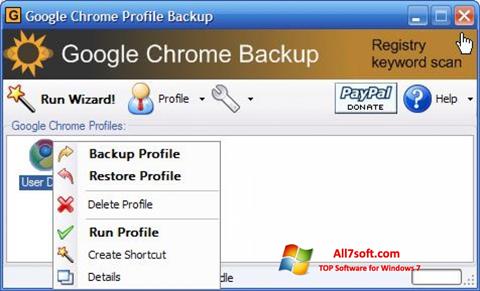 ภาพหน้าจอ Google Chrome Backup สำหรับ Windows 7