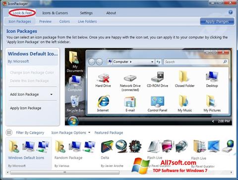 ภาพหน้าจอ IconPackager สำหรับ Windows 7