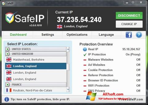 ภาพหน้าจอ SafeIP สำหรับ Windows 7