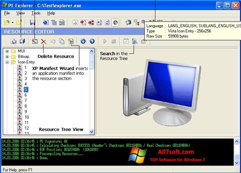 ภาพหน้าจอ PE Explorer สำหรับ Windows 7