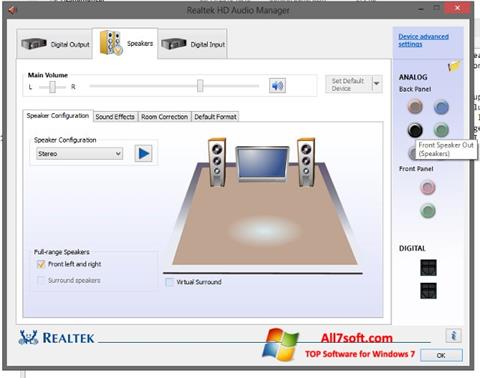 ภาพหน้าจอ Realtek HD Audio สำหรับ Windows 7