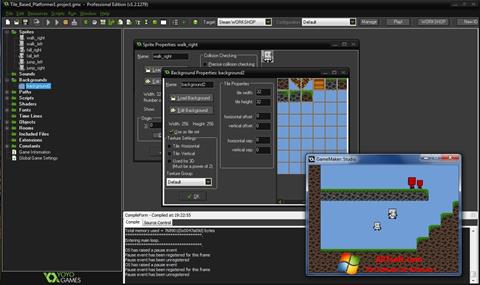 ภาพหน้าจอ GameMaker: Studio สำหรับ Windows 7